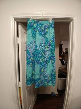 Diane Von Furstenberg Vintage Like New  Blue-Green Paisley Maxi Skirt